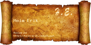 Heim Erik névjegykártya